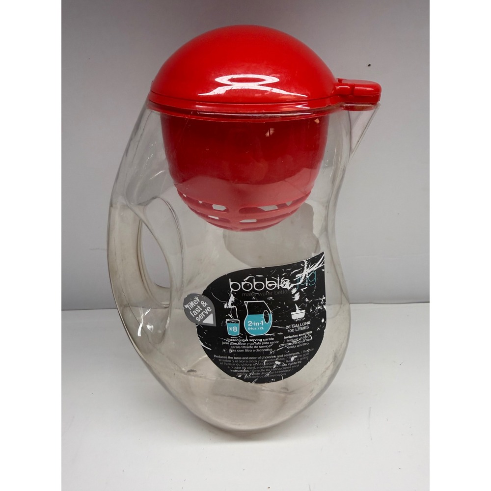Bobble Jug Filtered WaterPitcher 64oz 2L Red Karim Rashid Design BPAFree Plastic